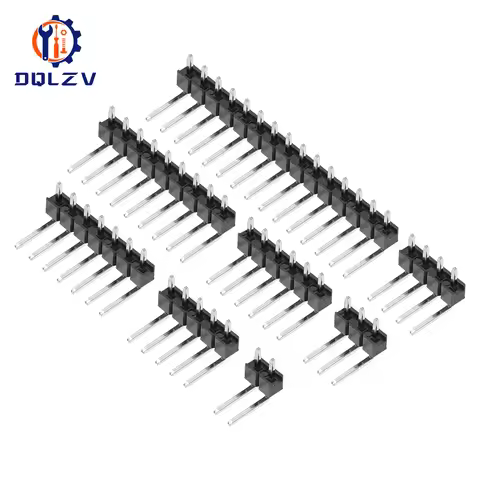 Connector Socket 2.54mm Pitch Strip 1X/2/3/4/5/6/8/10/40 Pin Single Row Right Angle Male Pin Header 
