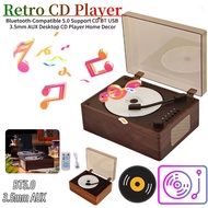 Retro CD Player Rechargeable Support CD BT USB 3.5mm AUX Portable CD Player Bluetooth-Compatible 5.0