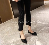 Giày Bệt Búp Bê Nữ Da Mềm Mũi Nhọn Phối Quai Xoắn Siêu Xinh Đế Cao Su Dẻo Êm Chân-B45