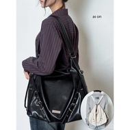 Korea Korea 2026 Spring ason Large Capacity Letter Label Tote Bag Rivet Portable Motorcycle Bag Shou