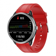 M10藍牙通話智慧手錶心電體溫血氧血壓心率監測運動手環（TPU-銀紅）