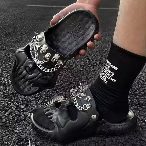 Skull Slides Sandals for Men Women Non-Slip Sport Cloud Slippers on Comfy Beach Halloween Skull Slid