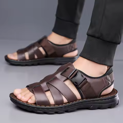 Summer Men's Comfortable Soft-Soled Roman Sandals for Driving Outdoor Wear Anti-Slip Wear-Resistant 