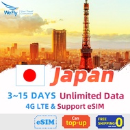 Wefly Japan SIM card 3~15 Days 4G High Speed Unlimited Data Prepaid SIM card support eSIM KDDI NOT SoftBank NOT docomo