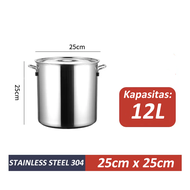 ES Panci Dandang Bubur Bakso Stainless Steel Panci Masak Kuah Sop Stockpot Panci Kukus 25cm - 60cm