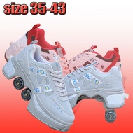 Casual Deformation Parkour Runaway Sneakers Rounds Walk Outdoor Sport Roller Skate Shoes Deform Whee