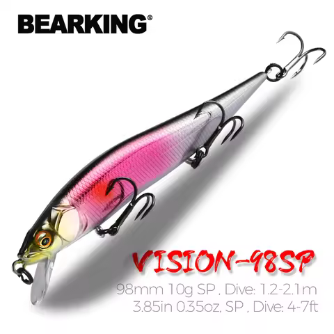 BEARKING 9.8cm 10g SP dive 2.1m professional Minnow Wobbler fishing lures quality jerkbaits Artifici