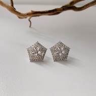 [ZANZAN ZANZAN] 925 Silver Needle Five-Pointed Star Rhinestone Earrings [Ek47ak009 _ A925]