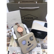 Fossil women diamond leather watch Free tin box