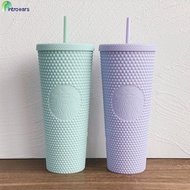 Ins Style Limited Starbucks Tumbler Reusable Straw Cup Frosted Durian Series Diamond Studded Cup Starbucks Cup Silver Plaid Durian Cup INTROEARS