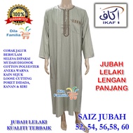 Jubah Ikaf Lengan Panjang Lelaki Dewasa Sulam Jalur Cotton Murah Viral Plus Size Warna Terbaru Moden