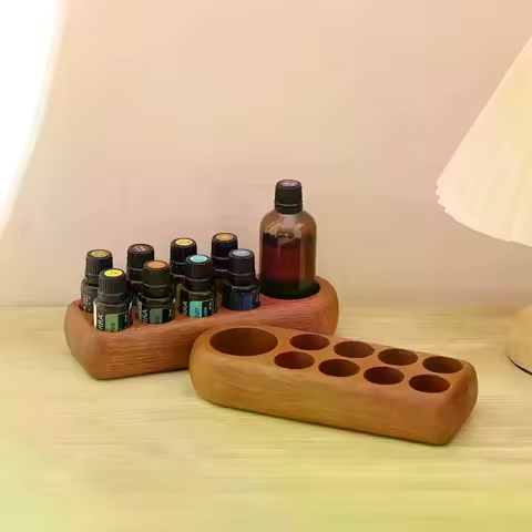 3/9 Grids Wood Essential Oil Storage Rack For Beauty Salon Essential Oil Storage Boxes Essential Oil
