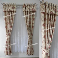 Gorden poni / hordeng shabby blackout motif bunga jendela pintu minimalis warna ungu murah kamar rua