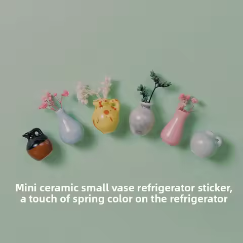 Creative Mini Magnetic Ceramic Flower Vase – DIY Porcelain Insert for Fridge Sticker, Fingertip Deco