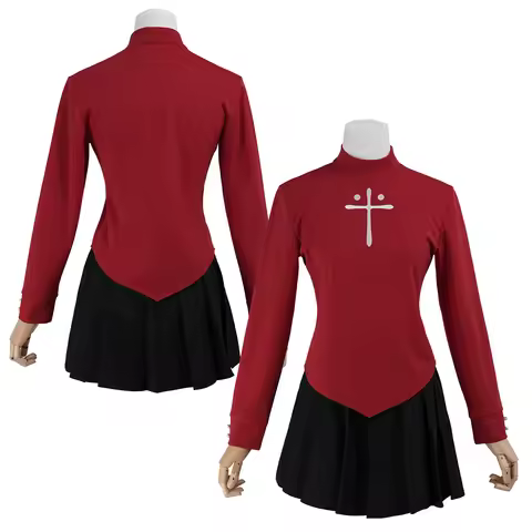 HOLOUN Rin Tohsaka Cosplay Costume Fate Stay Night Game Comic Outfit Skirt T-shirt Stockings Convent