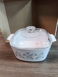 CorningWare 藍色花紋煲連蓋