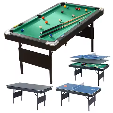 3 in 1 Pool Table Ping Pong Dining Table Combo,63.8 Foldable Billiard Tables/Table Tennis, Multi Gam