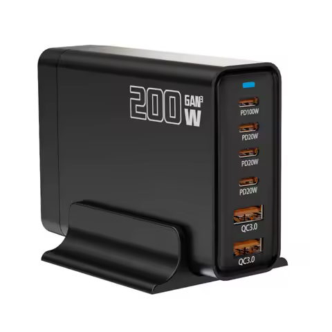 200W USB C Fast Charger 5-Port Charging Station Block Hub Laptop Charger Power Adapter for MacBook A