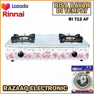 KOMPOR GAS  RINNAI RI-712AF Kompor Gas 2 Tungku Jumbo Stenlies Steel - Motif Bunga