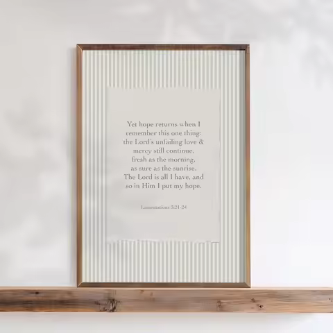 Lamentations 3:21-24 Bible Verse Quote Art Print Canvas Painting Poster Picture For Living Room,Bedr