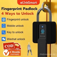 【In stock】Fingerprint Padlock With Key Smart HDB Door Lock Outdoor Waterproof Digital Padlock For Ga