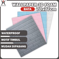 Wallpaper Dinding 3D Motif Bata Polos / Dekorasi Kamar Murah 70x77cm