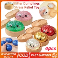 (Local Shipment) 4Pcs Squishy Glitter Dumplings Stress Relief Ball Sensory Fidget Toy Soft Slow Risi