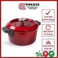 Round cast Iron pot with Woll Iron Pots 24 cm Chili Red (Red) [Genuine]