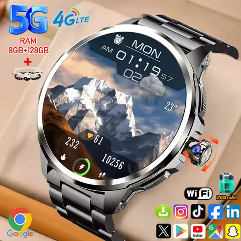 4G/5G New Smart Watch 1.95 inch 680*680 AMOLED Screen 8GB+128GB RAM 900W Camera GPS WIFI Google APP 