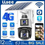 LLSEE v380 pro CCTV 4G sim card solar camera, wireless CCTV outdoor 360 6MP color night vision, automatic tracking, two-way communication, waterproof