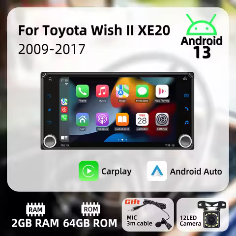 Wireless Carplay Android Auto Android Car Multimedia 2 Din Radio for Toyota Wish 2 II XE20 2009-2017