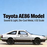 Initial D Toyota AE86 Model Car Metal Alloy 1/32 Sound Light Pull Back