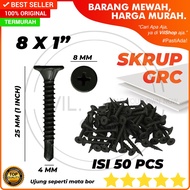 GRC SCREWS 1" PACK OF 50 PCS 8X1" / GRC SCREWS 1 INCH INCH 8 X 1 / BLACK GRC DRILLING SCREWS 8 MM GY