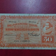 Netherlands Indie De Javasche Bank seri Coen 50 gulden 1930