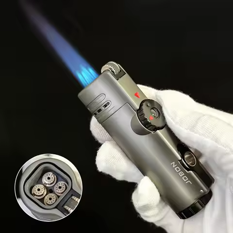 JOBON Inflatable 4 Torch Jet Windproof Lighter Metal Grinding Wheel Flint Lighter Gas Butane Inflata