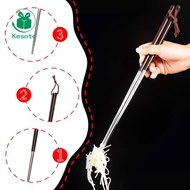 Kesoto 1 Pair of Chopsticks for Cooking, Non-slip, with Wooden Handle, Stainless Steel, for Frying i