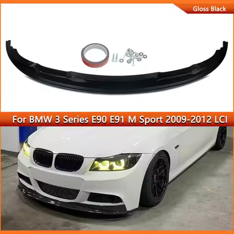 Glossy Black Front Bumper Lip Spoiler Splitter For BMW 3-Series E90 E91LCI 2009-2012 M Sport Splitte