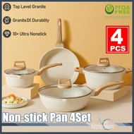 Carote IceCream 7Pcs Set Granite Non-Stick Cookware Sets Frying Pan with Lid Suitable Induction Stov