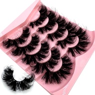 HBZGTLAD 5 Pairs 25mm 10D Faux Mink Lashes Bulk Fluffy Natural False Eyelashes Thick Dramatic Faux M