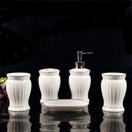 WSHYUFEI Fashion white ceramic bathroom accessories 5 pcs / set hotel Household soap dispenser Toothbrush holder Washing set