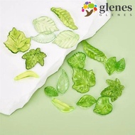 GLENES 30pcs Green Transparent Leaf Shape Beads, Leaf Shape Acrylic Beads Green Acrylic Leaf Beads, 