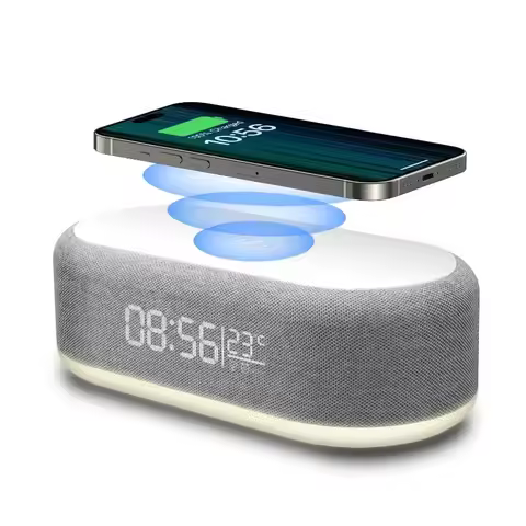 15W Wireless Charger Stand Alarm Clock Time LED Light Phone Charger Fast Charging Dock Station for i