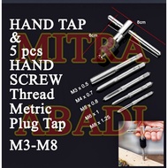 Hand Tap &amp; Hand Screw Thread Metric Plug Tap M3-M8 - 5pc Hand Screw