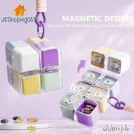 SHHM.PH 1pc Rubik Cube Keychain Mini Portable Storage Box 8 Compartment Leak-proof