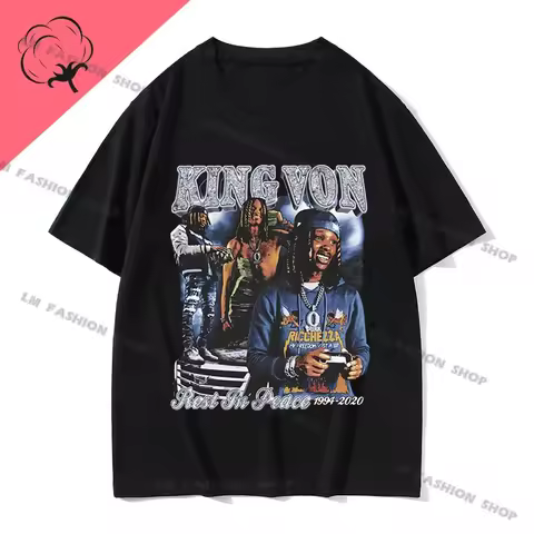 Rapper K-King Von Graphic T Shirt Men's Hip Hop Vintage Short Sleeve T-shirts Unisex Fashion Oversiz