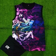 LARISSPORT/Changke Setelan 1 Set Kaos Olahraga Printing/Singlet Training/Singlet Pria Keren/Setelan 
