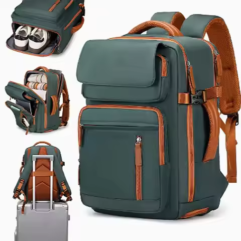 Ladies' Travel Backpack with Shoe Compartment Suitable for 15.6-inch Laptop, Adjustable Shoulder Str