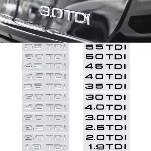 3D ABS Car Sticker For 2.0 2.5 3.0 4.0 TDI 30 35 40 45 50 55 TDI A4 A5 A6 A7 A8 Q5 Q7 Letter Emblem 