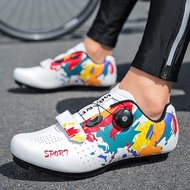 2024 Ready Stock Road Lock Shoes Bicycle Dedicated Cycling Shoes Locked Triathlon Shoes Rotating Buckle Sports Shoes Men Women Bicycle Shoes Bicycle Shoes Lockless Cycling Shoes La