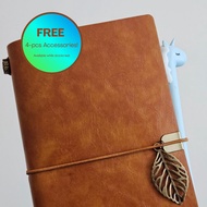 A6 Refillable Journal Set【Threadbound Trio Book, Vegan Leather】- Comes with Pen, Stickers, Metal Cli
